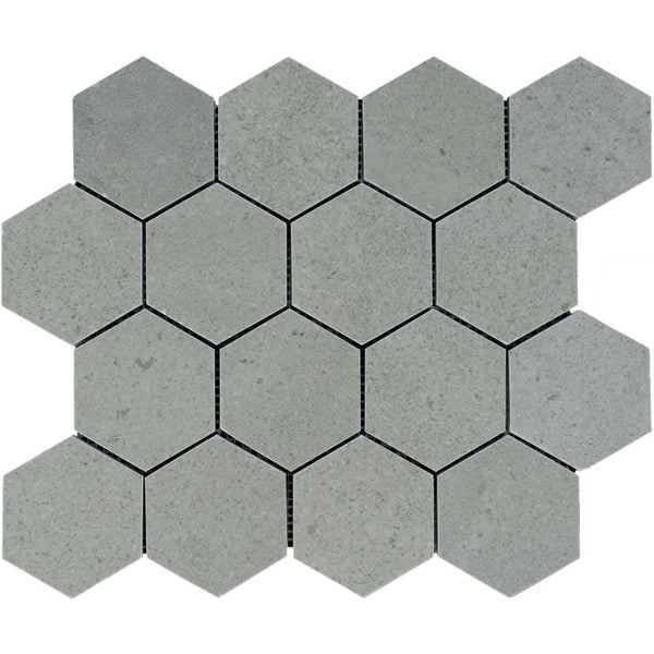 Spanish Grey Marble 3x3 Hexagon Polished Mosaic Tile.