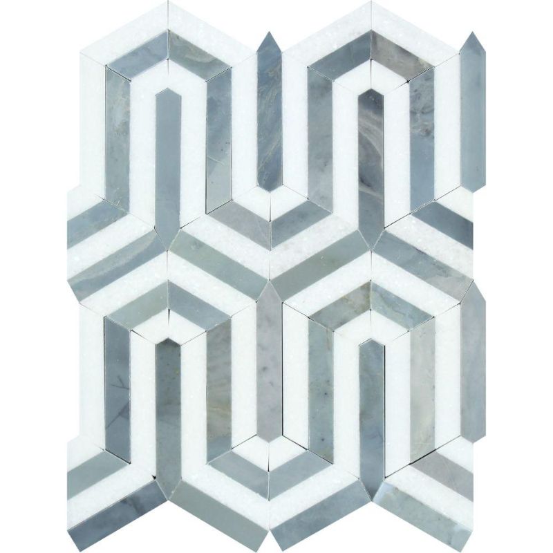 Thassos White and Blue Marble Berlinetta Polished Mosaic Tile.
