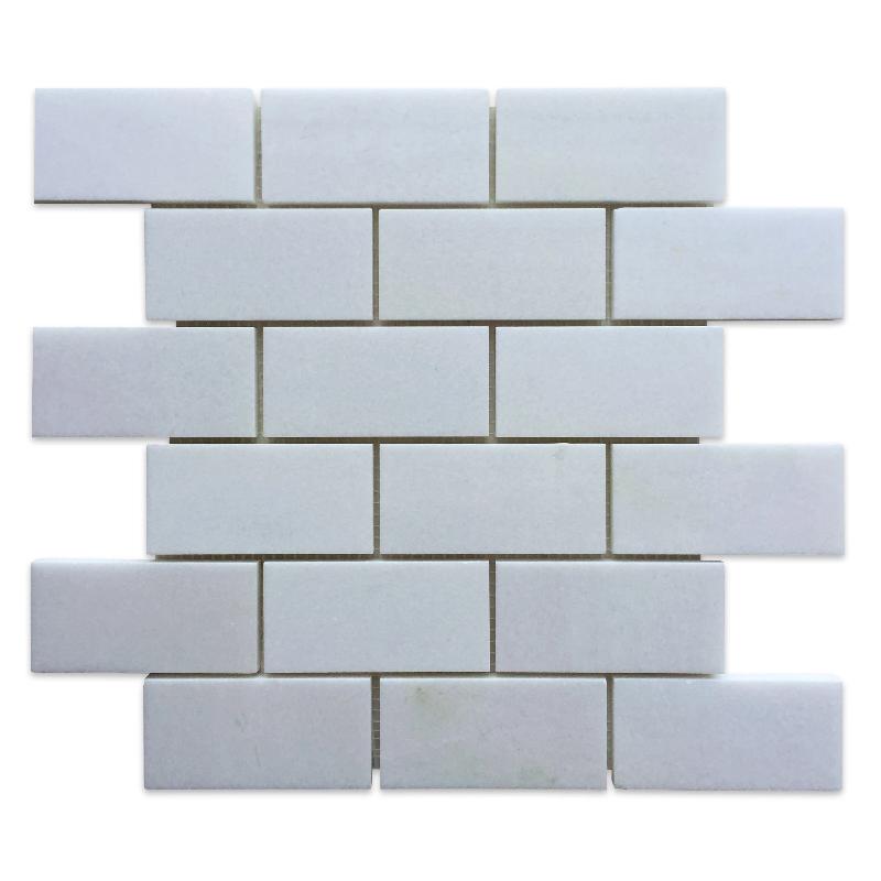 Thassos White Marble 2x4 Polished Mosaic Tile.