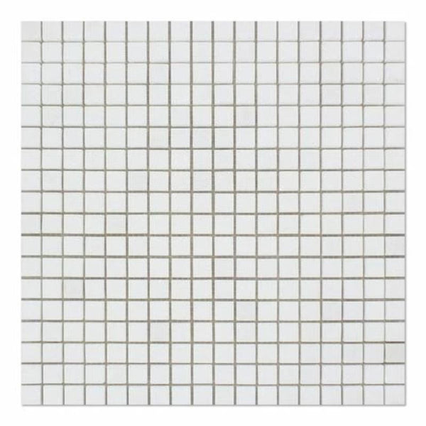 Thassos White Marble 5/8x5/8 Honed Mosaic Tile.
