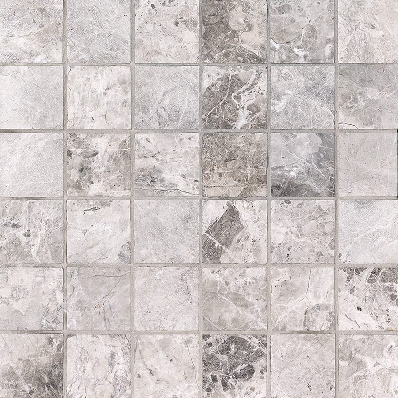 Tundra Gray Marble 2x2 Honed Mosaic Tile.