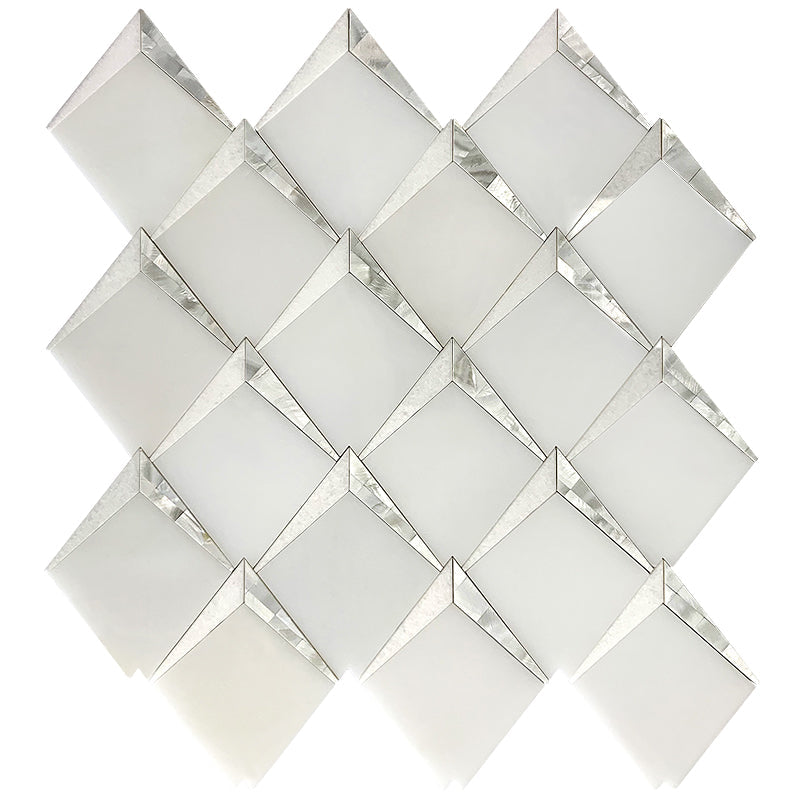 Waterjet Angolo 2 Paper White/ Shell Mosaic Tile.