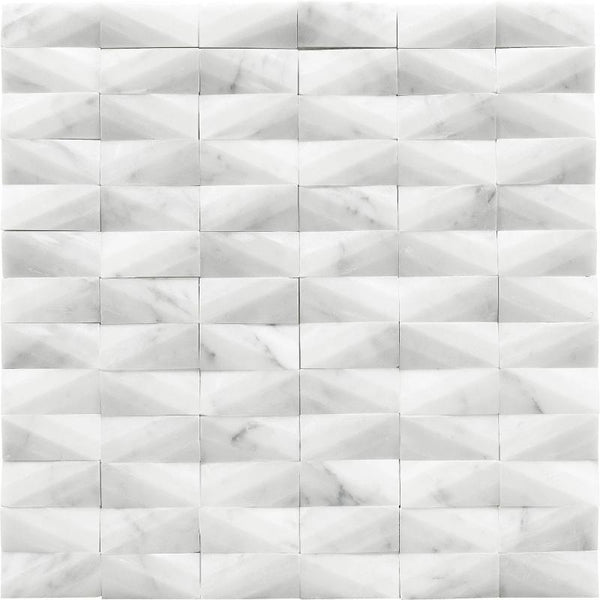 White Carrara Jewel Cut Special Design Mosaic Tile.