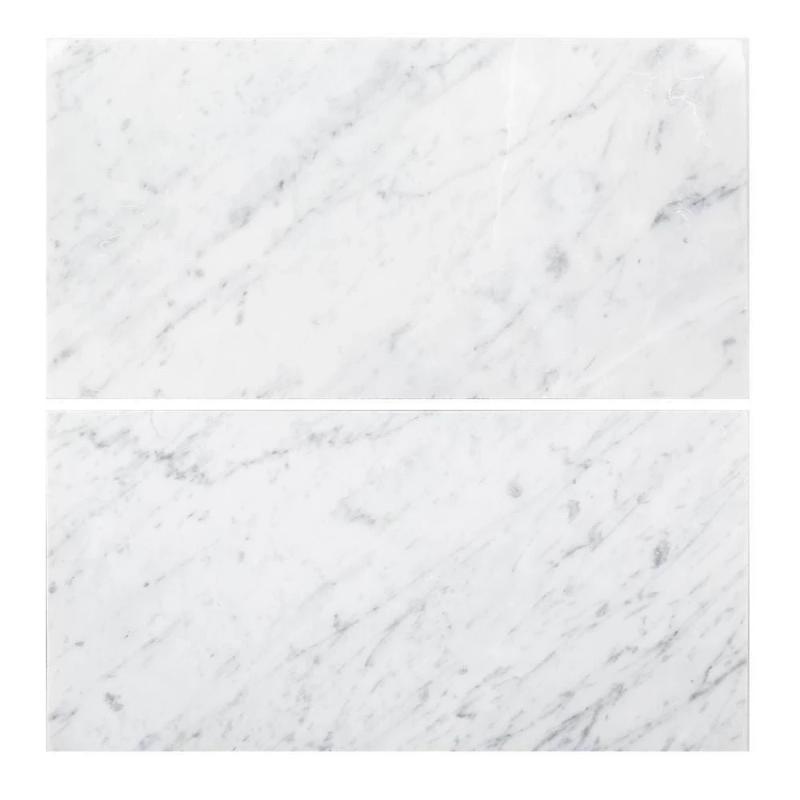 White Carrara Marble 12x24 Honed Tile.