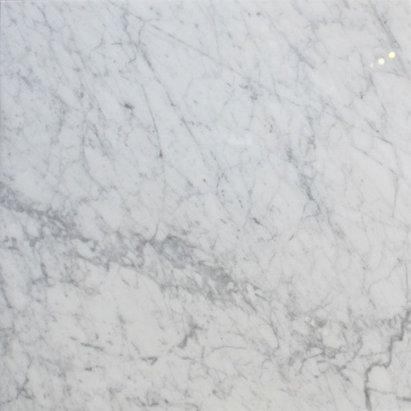 White Carrara Marble 24x24 Polished Tile.