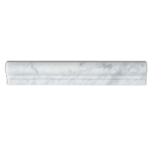 White Carrara Marble 2x12 Honed 1 Step Chairrail.