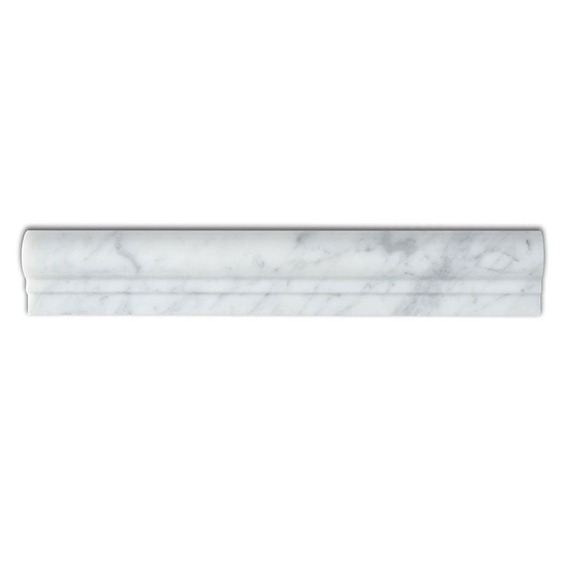 White Carrara Marble 2x12 Polished 1 Step Chairrail.