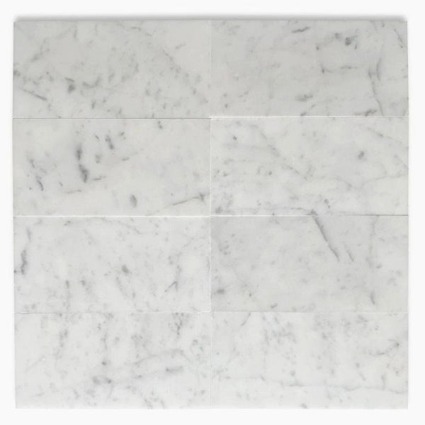 White Carrara Marble 4x8 Polished Tile.