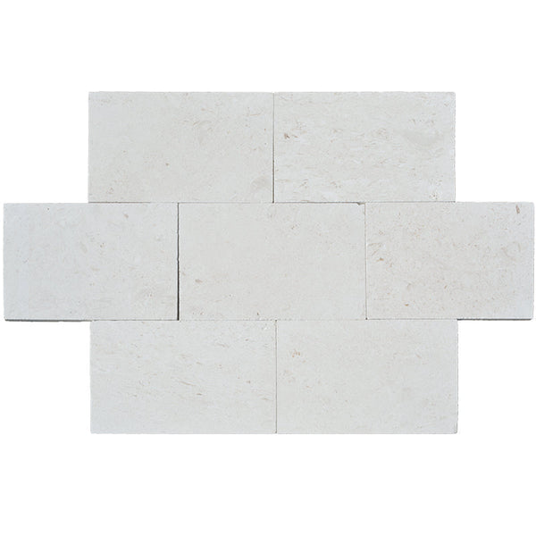 White Pearl Limestone 3x6 Tumbled Tile.